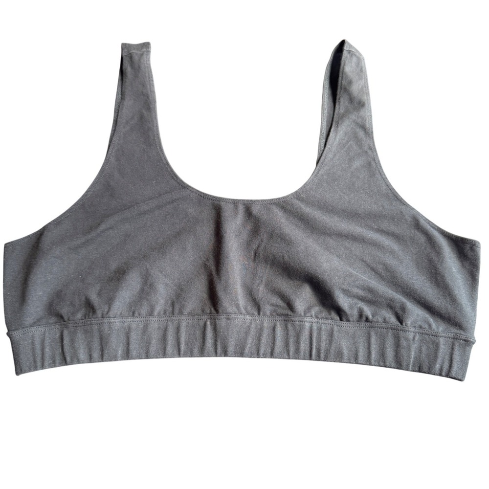 Good American Bralette 2XL Black Cotton Stretch Scoop Neck Loungewear Minimal